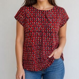 Ruby Rhythm Geo Print Blouse Women's Small‎
